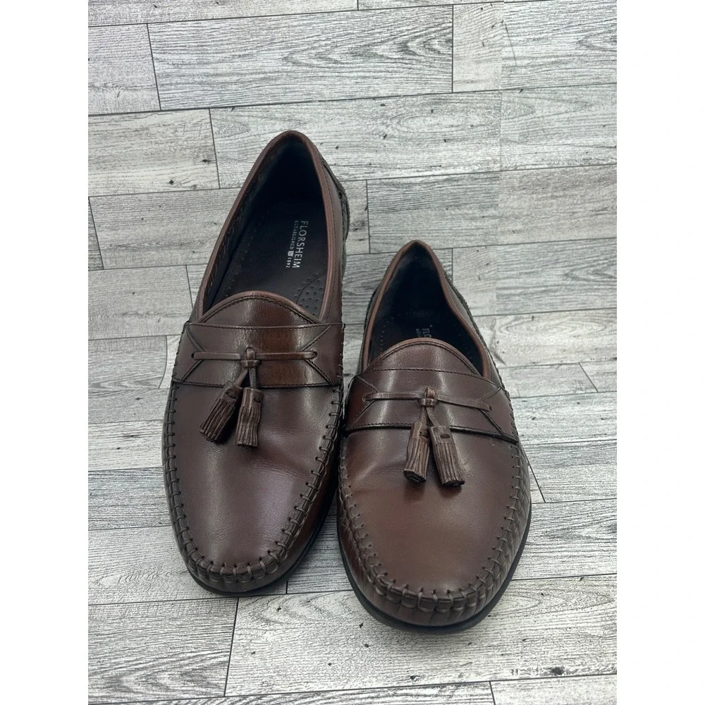 Florsheim Men 11661 200 Brown Leather Tassel Loafer Shoes Size 9‎ EEE Extra Wide